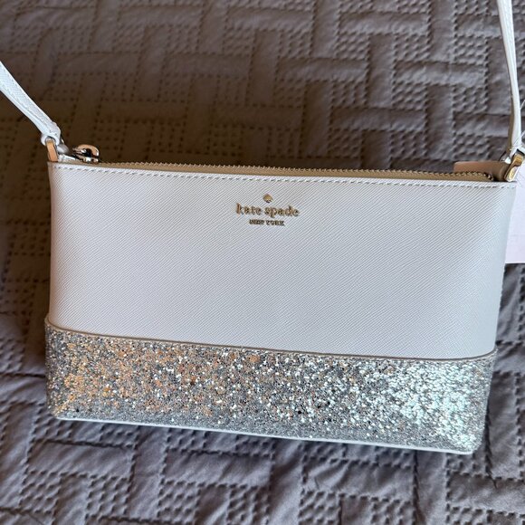 kate spade Handbags - Kate Spade Gray and Silver Flash Glitter Crossbody Purse